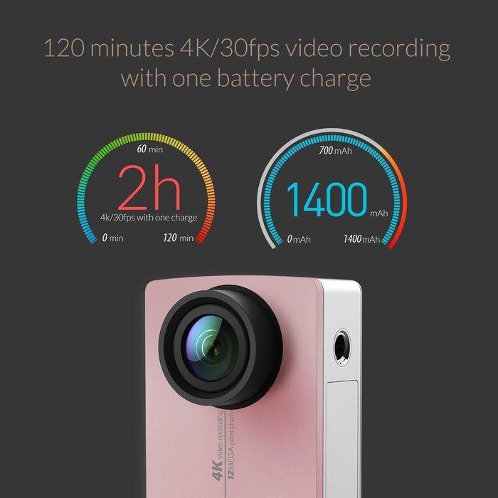 YI 4K Action Camera with Selfie Stick & Bluetooth Remote (US Edition) Night Black N33