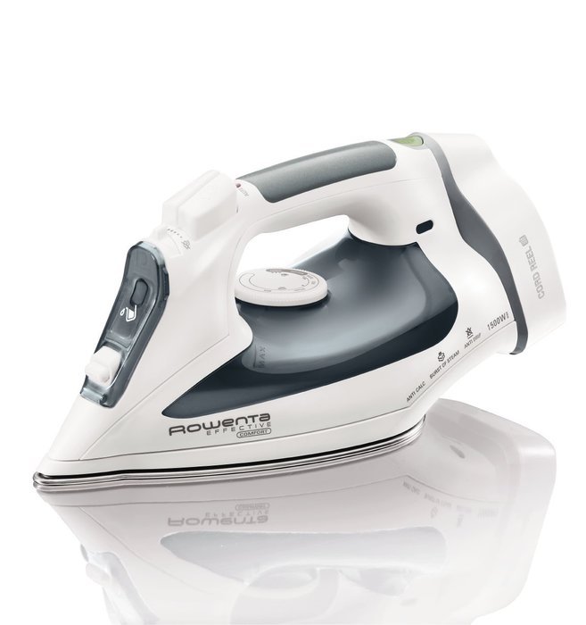 Rowenta DW2070 Effective Comfort 1600-Watt Steam Iron Stainless Steel Soleplate with Auto-Off, 300-Hole, Blue N3