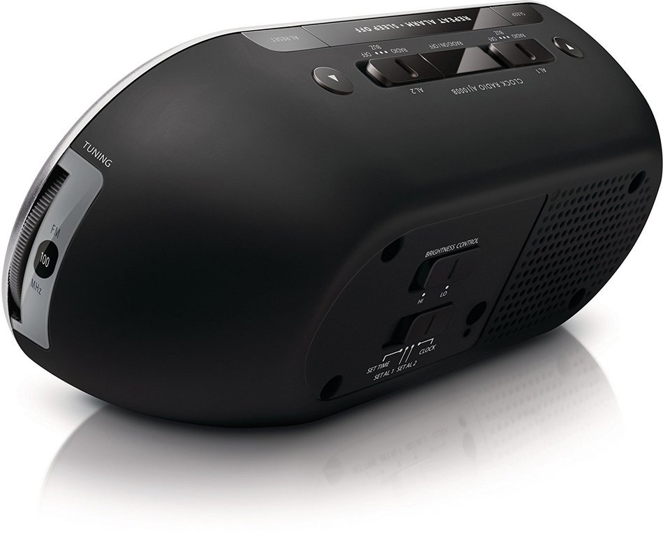 Philips AJ1000B/37 Mirror-finish Clock Radio, Black (Discontinued by Manufacturer) N2