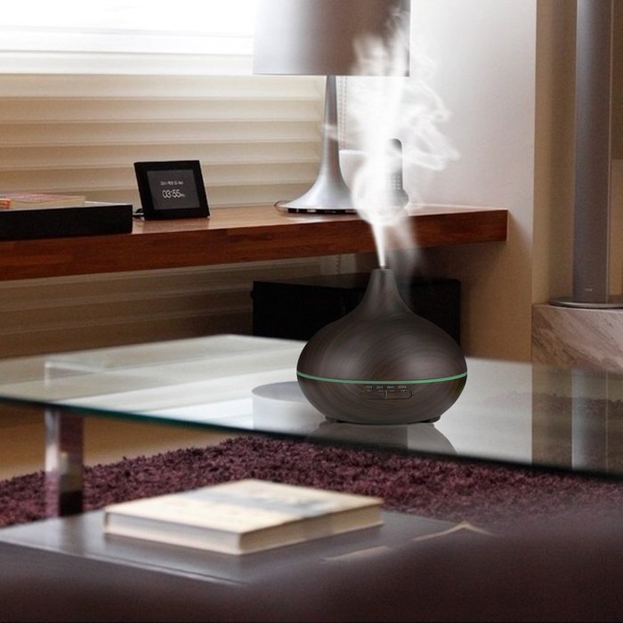 SMALI 300ml Aromatherapy Essential Oil Diffuser, Wood Grain, 7 Colors Changing LED Night Light for Office Home... N8