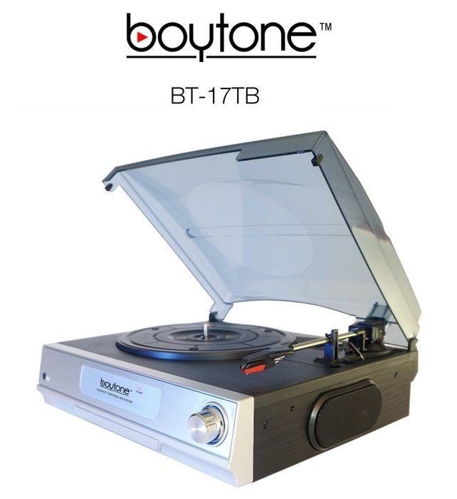 Boytone BT-17TB Full Size Turntable + 2 Built in Speakers & Headphone Jack