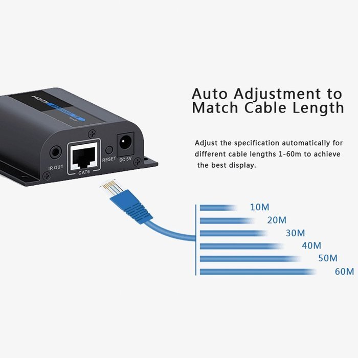 OceanHeart 196ft/60m LKV372PRO HDMI Extender Over Network Cat6/6a/7 Single cable with Loop-out for local display... N7