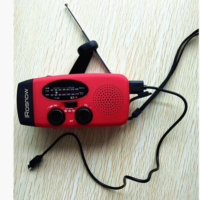 Designed and improved by iRonsnow&reg; IS-088U Emergency Solar Hand Crank Self Powered AM/FM/NOAA/WB Weather Radio N4