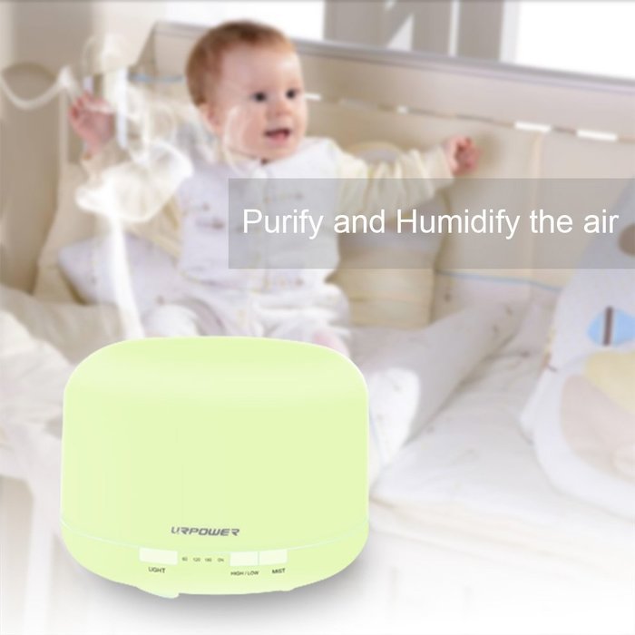 Urpower Ultrasonic 500ml Aromatherapy Essential Oil Diffuser Humidifier with 4 Timer Settings 7 LED Color Changing...