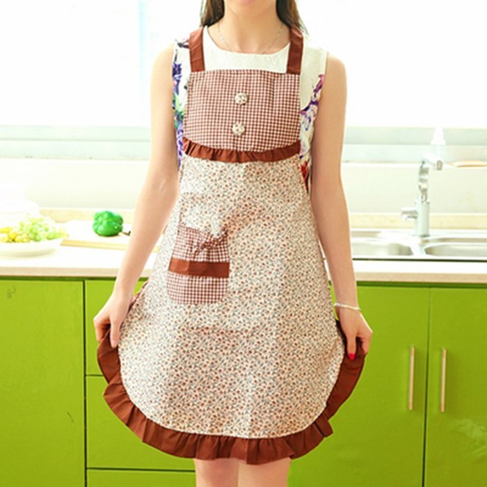 Spritech(TM) Lovely Long Sleeves Antifouling Cartoon Chef Apron for Home Restaurant and Hotel N9