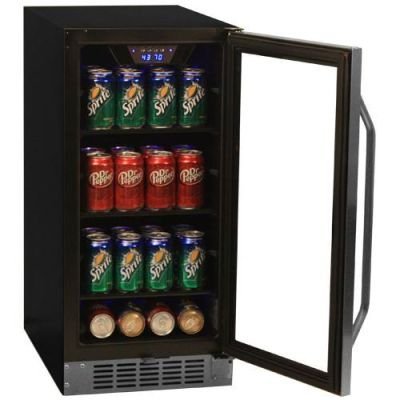 80 Can Built In Beverage Cooler - Black/Stainless Steel