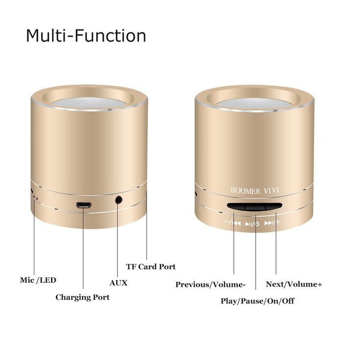 Rose Gold Bluetooth Speaker By BOOMER VIVI Portable Mini Bluetooth Speaker Wireless Loud Speaker With Clear Sound... N27