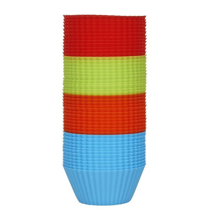 Chefaith 48-Pcs Reusable Silicone Baking Cups, Cupcake Liners, Muffin Cups [48 Round Cups with 4 Rainbow Colors... N3