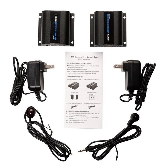 OceanHeart 196ft/60m LKV372PRO HDMI Extender Over Network Cat6/6a/7 Single cable with Loop-out for local display... N12