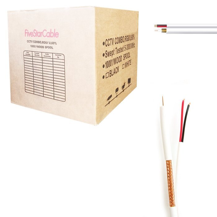 UL Litsted RG59 Siamese 1000 ft. Coaxial CCTV Cable - Combo 20 AWG Solid Copper RG59 + 18/2 18AWG Power N3