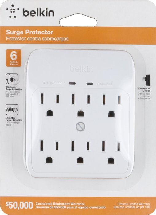 Belkin Single Outlet SurgeCube Surge Protector, 885 Joules (F9H100-CW) N3