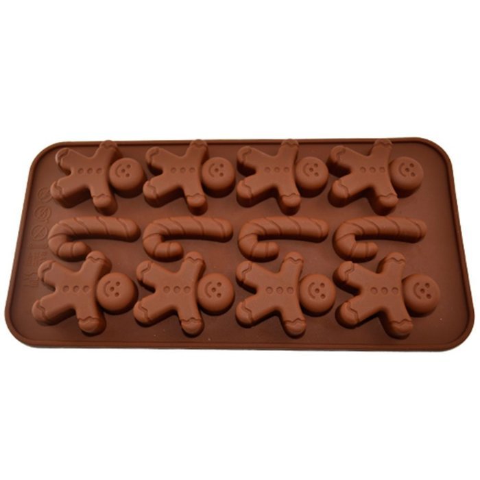 Gingerbread Man Stick Ice Chocolate Cookie DIY Silicone Baking Mould Tray #AC