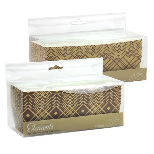Hanna K. Signature 6 Count Elements Rectangle Baking Pans, 7" x 2.5" x 2", Brown Plaid