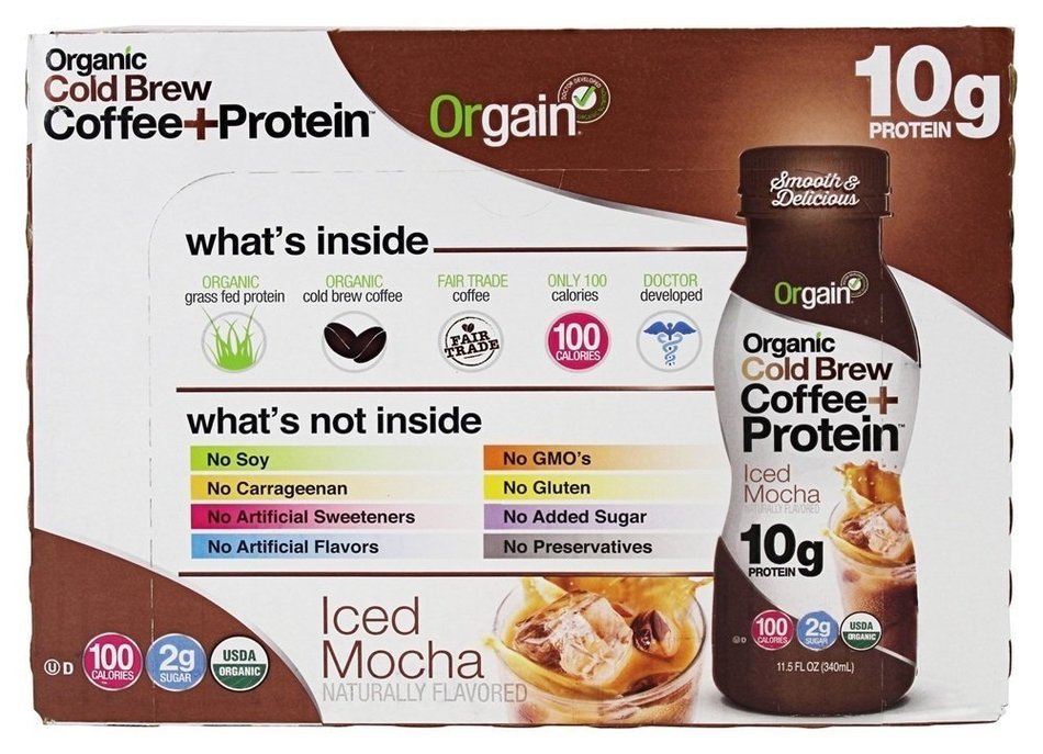 Orgain Organic Cold-Brew Coffee Plus Protein, Iced Mocha, 11.5 Ounce, 12 Count N10
