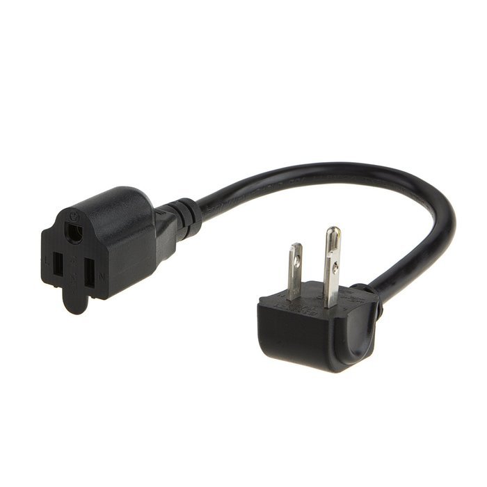 CableCreation [10-PACK] 1 Foot 16 AWG Angle Power Extension Cable Cord For NEMA 5-15R to NEMA 5-15P, 0.3M / Black