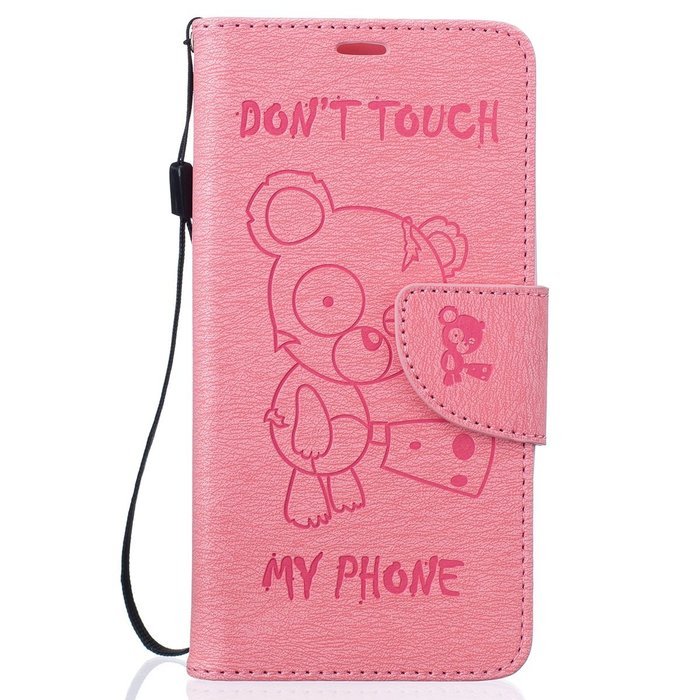 LG K7 Case, LG K7 Wallet Case,PHEZEN Cute Bear Don't Touch My Phone Design PU Leather Wallet Case Stand Flip Case... N11