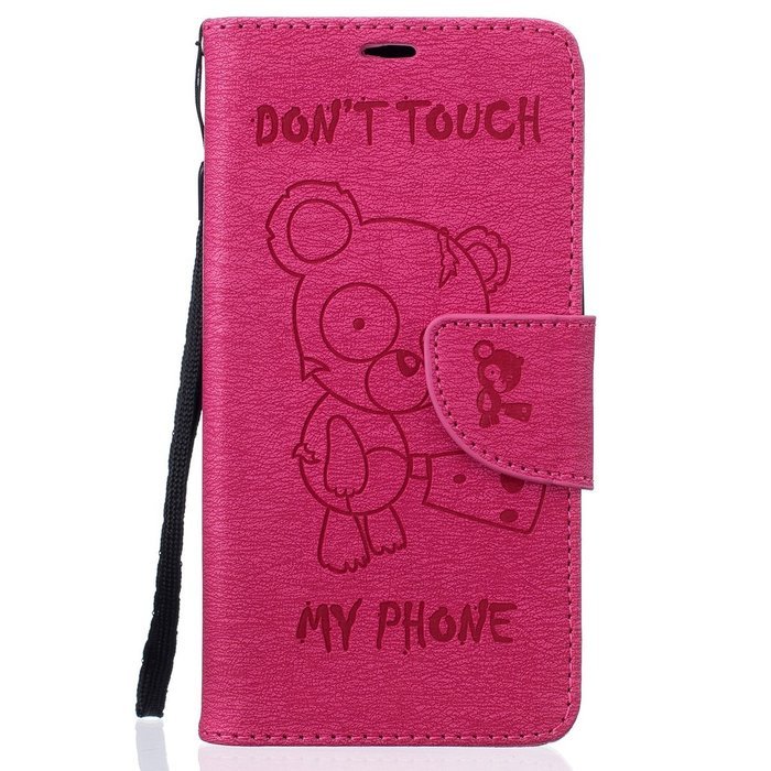 LG K7 Case, LG K7 Wallet Case,PHEZEN Cute Bear Don't Touch My Phone Design PU Leather Wallet Case Stand Flip Case... N18