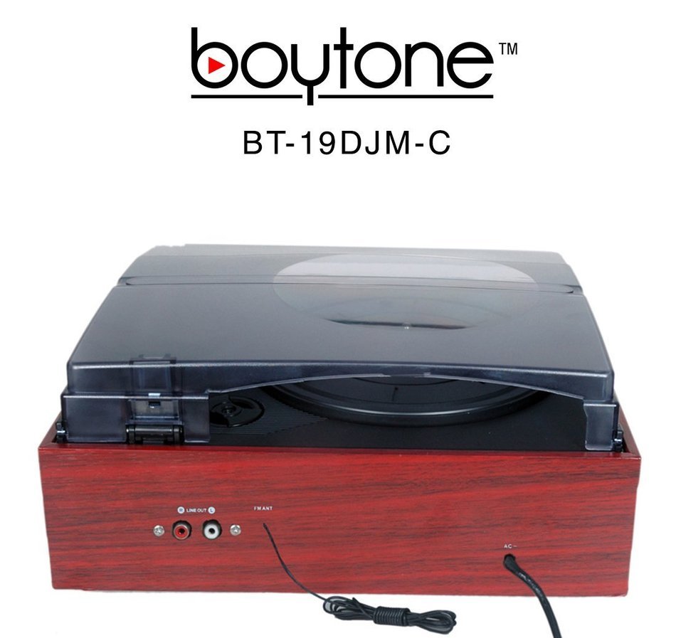 Boytone BT-19DJM-C 3-speed Turntable, 2 Built in Speakers Large Digital Display AM/FM, Cassette, USB/SD/AUX/MP3... N6