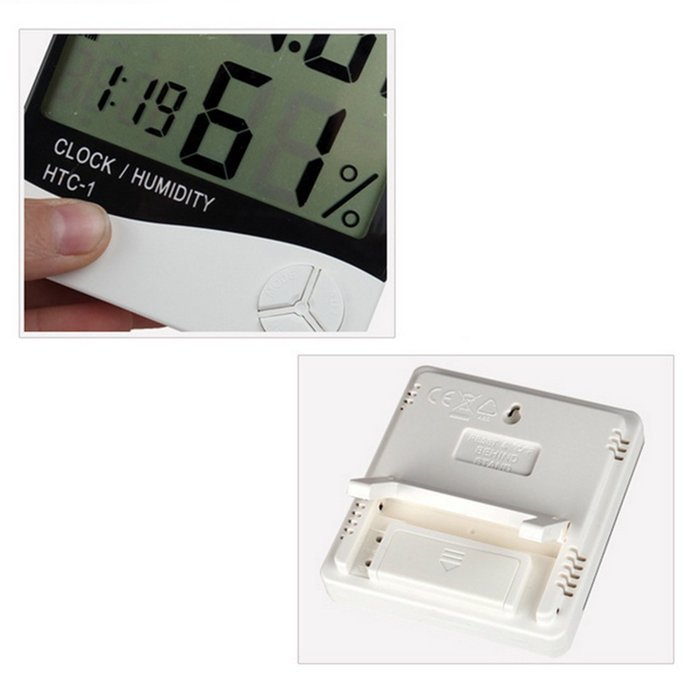 Thermometer,Hmane LCD Digital Temperature Humidity Meter Thermometer Alarm Clock - Black N2
