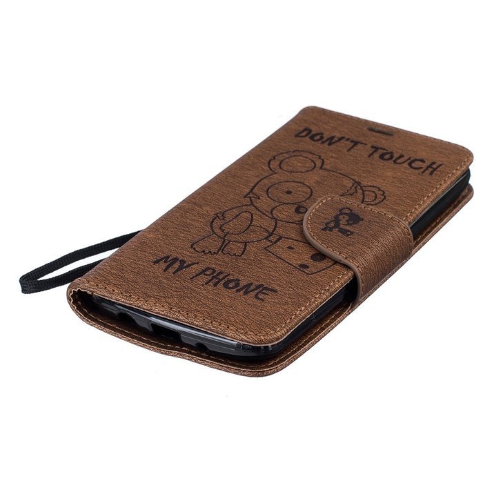 LG K7 Case, LG K7 Wallet Case,PHEZEN Cute Bear Don't Touch My Phone Design PU Leather Wallet Case Stand Flip Case... N22