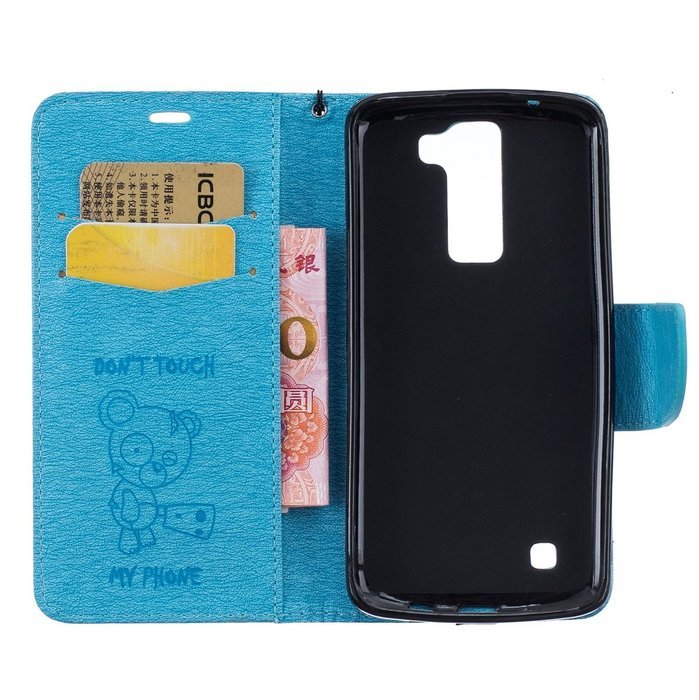 LG K7 Case, LG K7 Wallet Case,PHEZEN Cute Bear Don't Touch My Phone Design PU Leather Wallet Case Stand Flip Case... N26