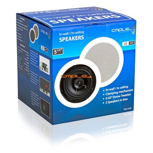 Cmple - 5.25" Surround Sound 2-Way In-Wall/In-Ceiling Speakers (Pair) - Round N2