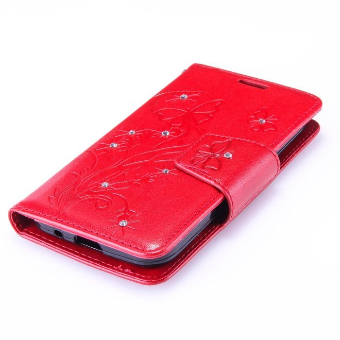 Galaxy Core Prime Case,ikasus Glitter Diamond Embossing Flowers Lily Butterfly PU Leather Flip Wallet Pouch Stand... N18
