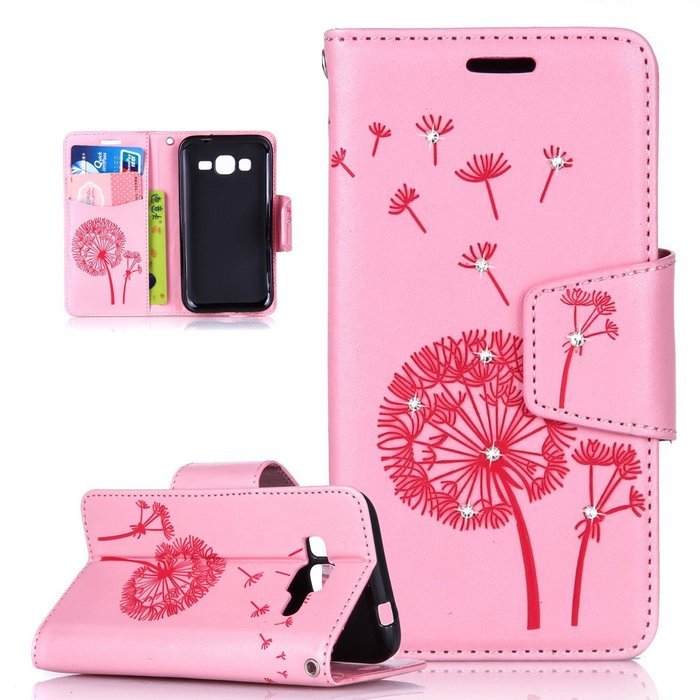 Galaxy Core Prime Case,ikasus Glitter Diamond Embossing Flowers Lily Butterfly PU Leather Flip Wallet Pouch Stand... N19