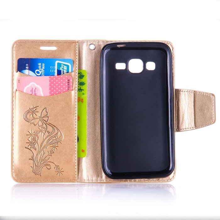 Galaxy Core Prime Case,ikasus Glitter Diamond Embossing Flowers Lily Butterfly PU Leather Flip Wallet Pouch Stand... N24