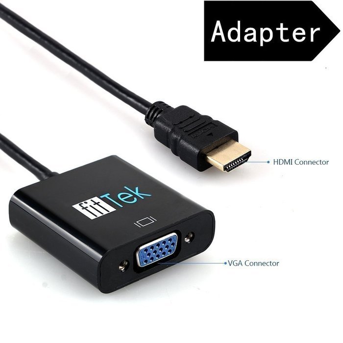 Vga Converter,fitTek &reg; Vga To Hdmi In Hdmi Adapter Hdmi cable HDMI TO VGA 1080P with Audio Port N4