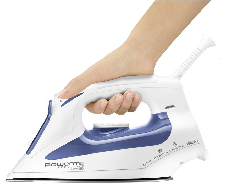 Rowenta DW2070 Effective Comfort 1600-Watt Steam Iron Stainless Steel Soleplate with Auto-Off, 300-Hole, Blue N9