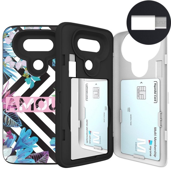 LG G5 Case, G5 Card Case, SKINU [USB type C] [Dual Layer] [Card Slot] [Drop Protection] [Wallet] with Mirror and... N2