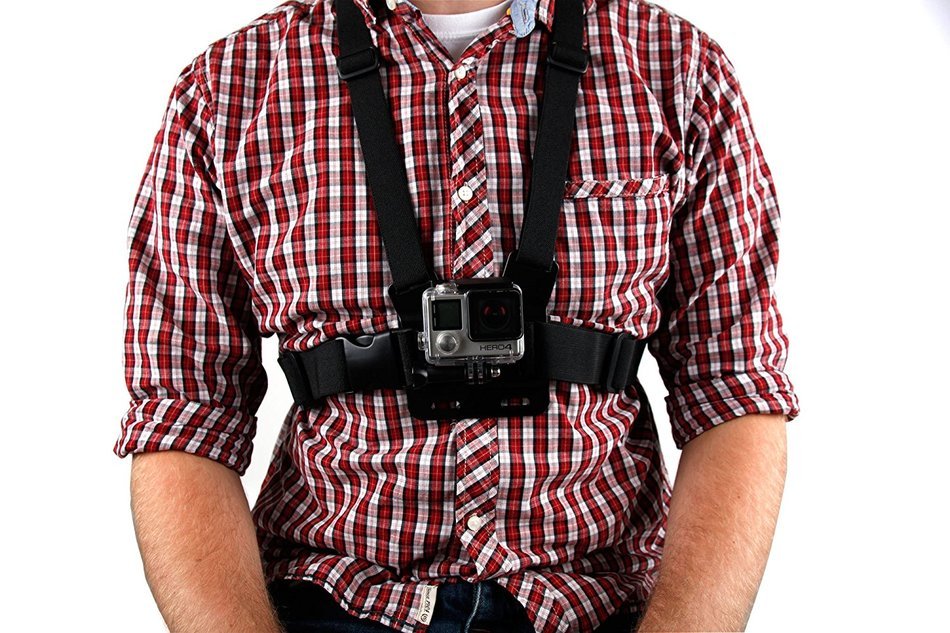 Black, Fully Adjustable Chest Strap Mount With Screw Adaptor Compatible with the eSynic 2" Touch Screen Sports... N5