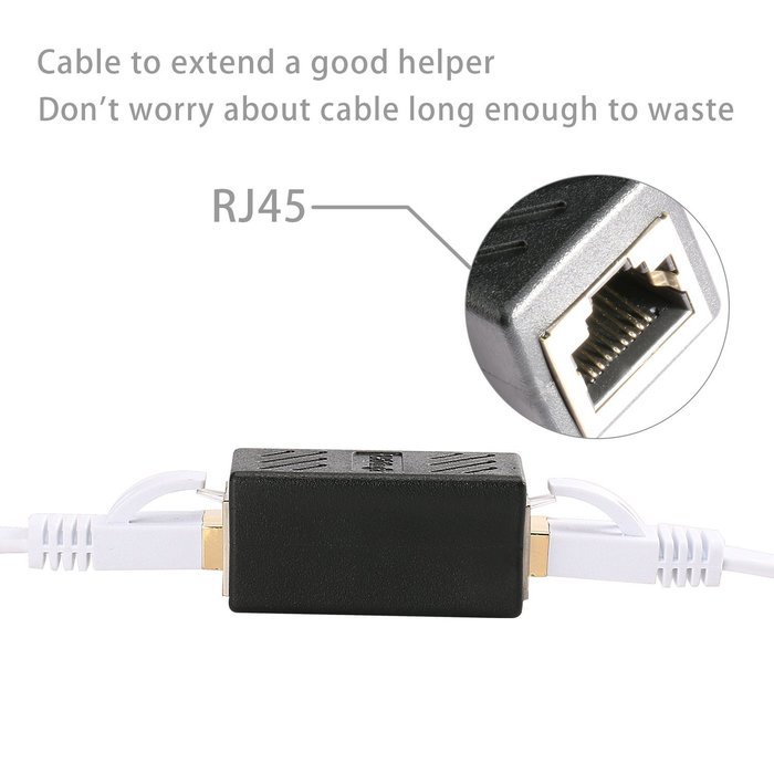 Jadaol&reg; Ethernet Cable In-line Shielded RJ45 Coupler, Female to Female - 5 Pack Black N4