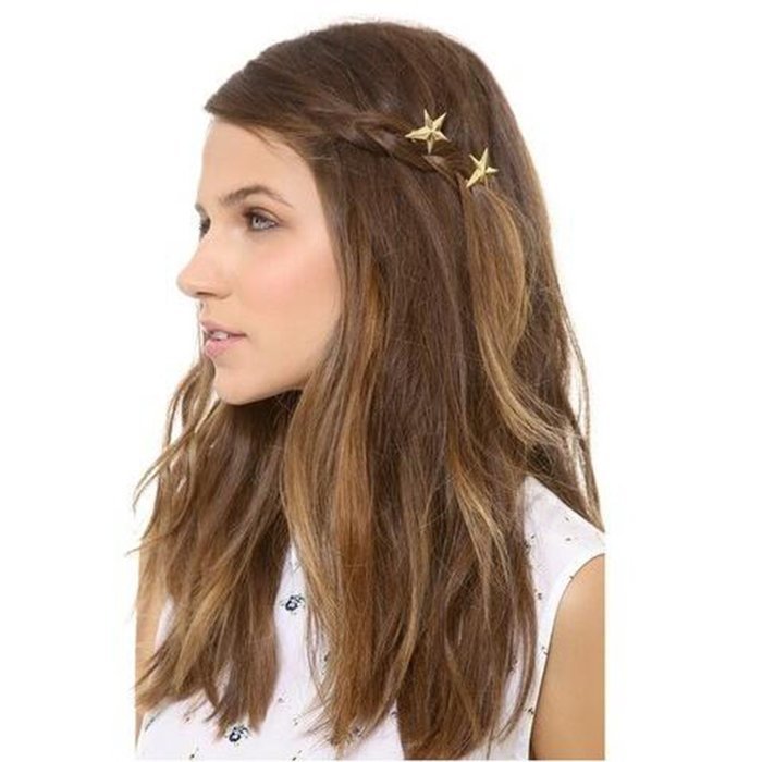 Yaheeda 4pcs Women Hair Clip Clamps Accessories,Barrette Gold Silver Metal Hair Clip Headband N4