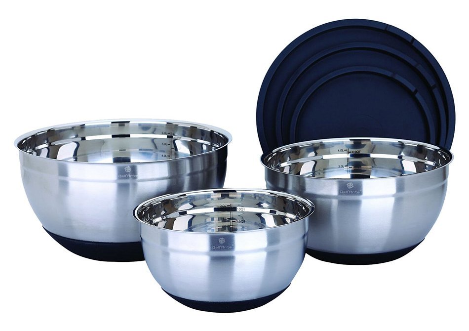 Dell'Arte Stainless Steel Mixing Bowl Set, Black, 6 Pieces