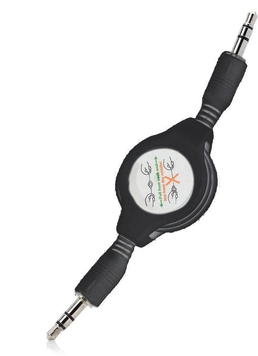 Conwork 2-Pack Auxiliary Retractable 3.5mm Male to Male Stereo Audio Extension Cable Cord (1 Black + 1 White) N7