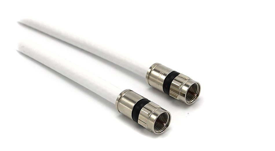 25' feet white RG6 coax, coaxial cable with two male F-pin Male connectors N9