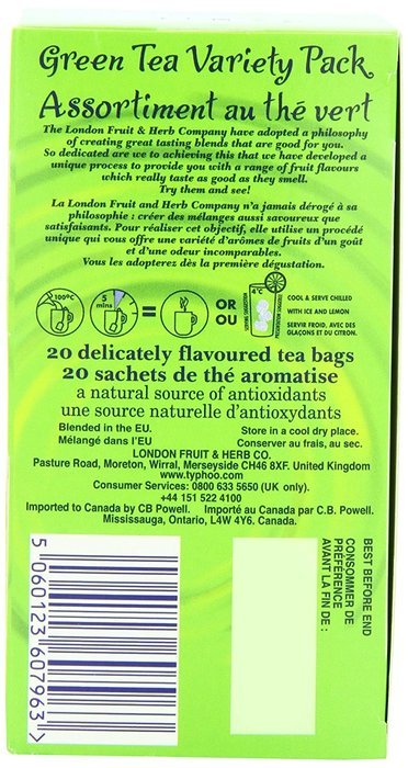 London Fruit & Herb Company Green Tea, Variety Pack, 20 Count N21