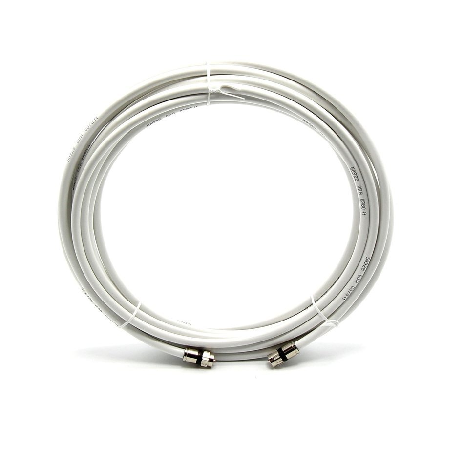 25' feet white RG6 coax, coaxial cable with two male F-pin Male connectors N10