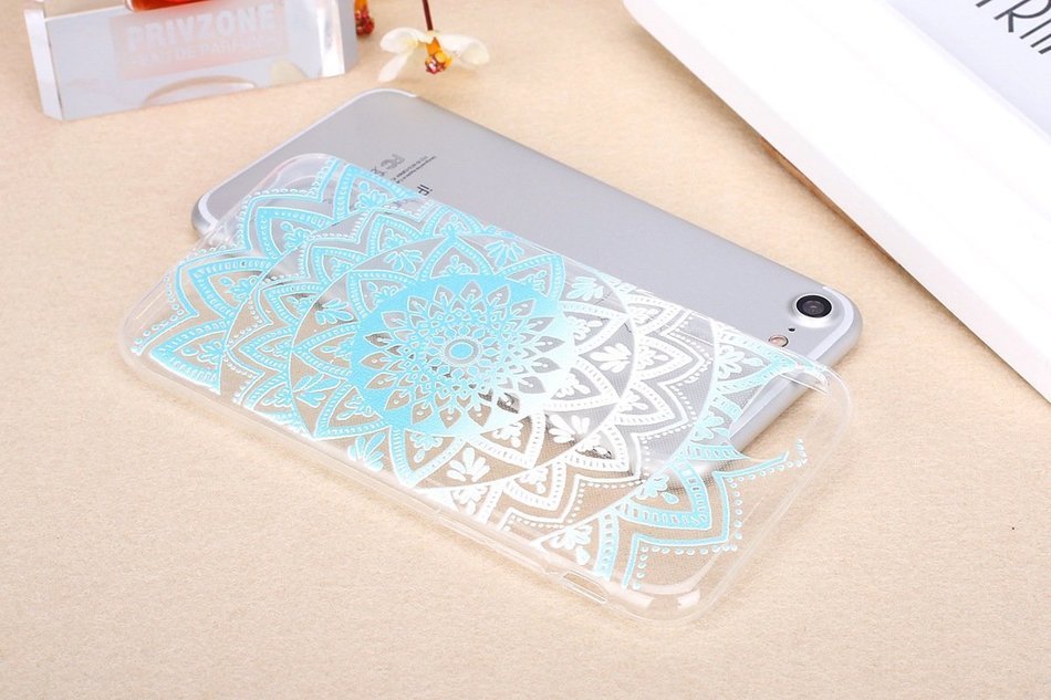 iPhone 7 Case, PHEZEN Henna Mandala Floral Design [Scratch Resistant] Clear TPU Bumper Case Soft Rubber Gel Silicone... N36