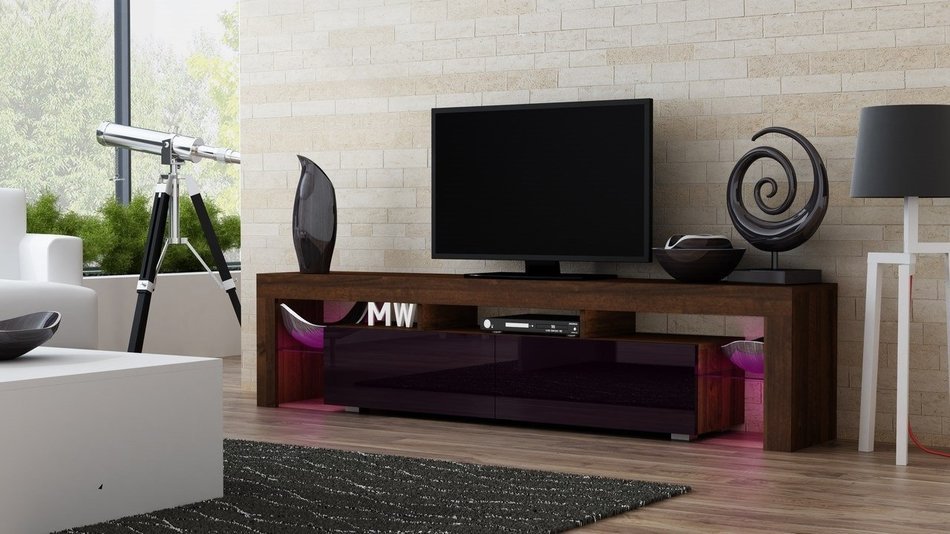 TV Stand MILANO 200 Walnut Line / Modern LED TV Cabinet / Living Room Furniture / Tv Cabinet fit for up to 90-...