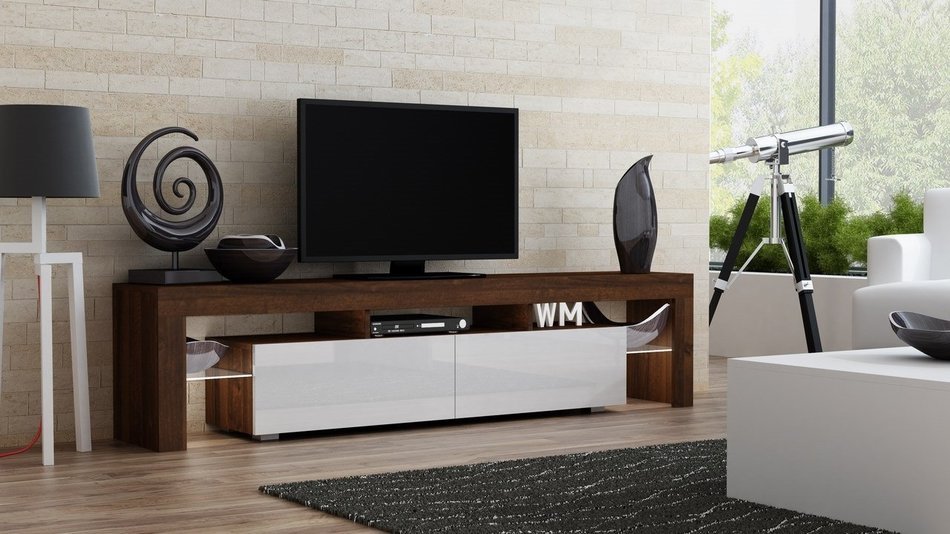TV Stand MILANO 200 Walnut Line / Modern LED TV Cabinet / Living Room Furniture / Tv Cabinet fit for up to 90-... N2
