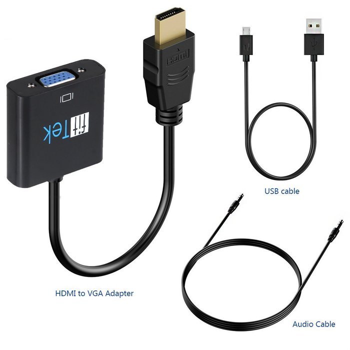 Vga Converter,fitTek &reg; Vga To Hdmi In Hdmi Adapter Hdmi cable HDMI TO VGA 1080P with Audio Port N6