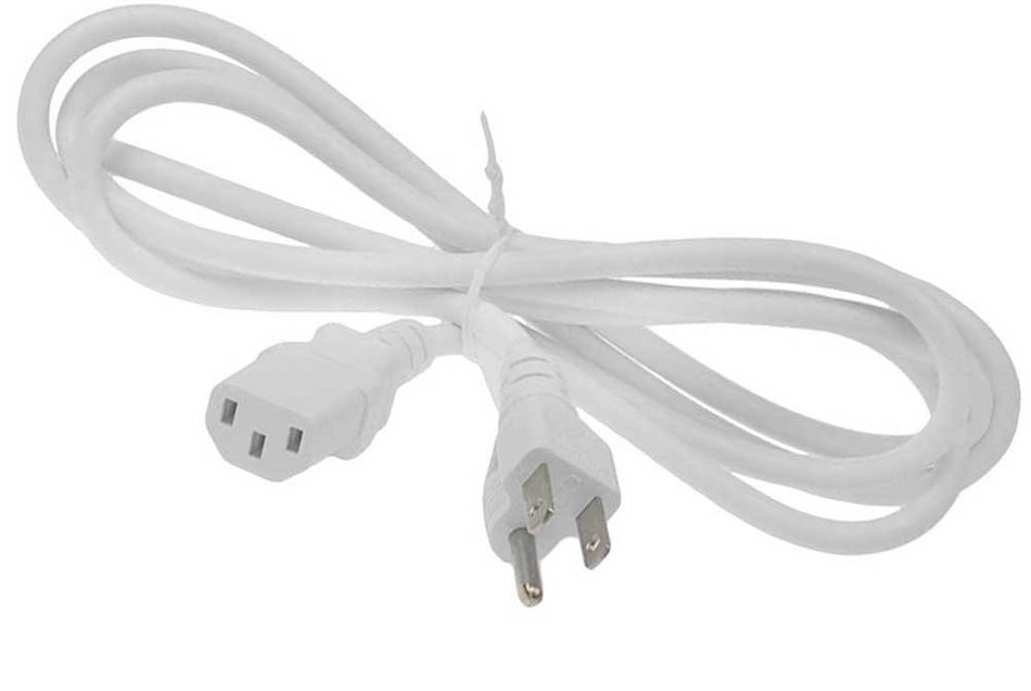 SF Cable, 3 ft 18 AWG Universal Power Cord (IEC320 C13 to NEMA 5-15P) White Color N3