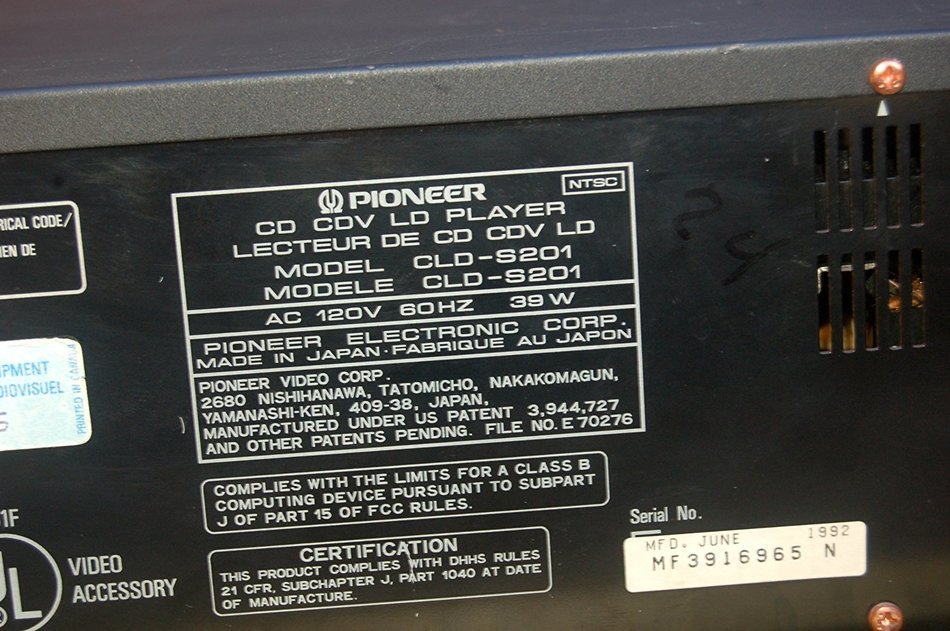 Pioneer LaserDisc & CD Player Model CLD&ndash;S201 N5