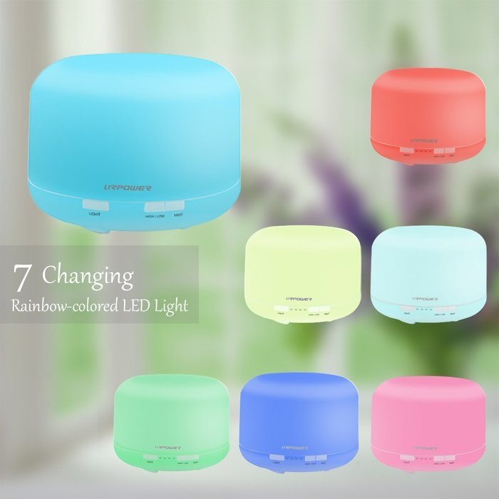 Urpower Ultrasonic 500ml Aromatherapy Essential Oil Diffuser Humidifier with 4 Timer Settings 7 LED Color Changing... N3