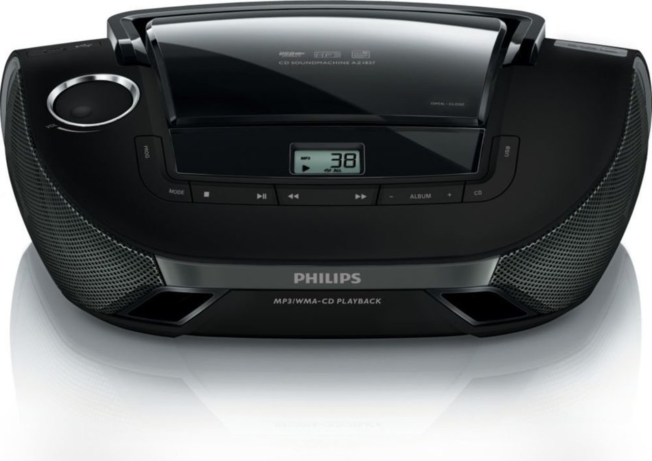 Philips AZ1837/55 CD Player Boombox Sound Machine AM/FM Radio Stereo Speaker System with USB/AUX