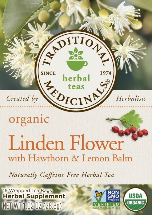 Traditional Medicinals Organic Linden Flower with Hawthorn and Lemon Balm Tea, 16 Tea Bags (Pack of 6) N3