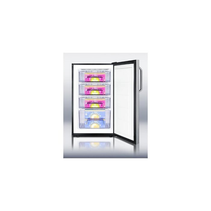 Summit FS408BLSSTB 20" Medically Approved Upright Freezer with 2.8 cu. ft. Capacity Fully Finished Black Cabinet...